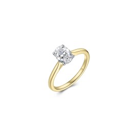 Gouden  damesring ovaal solitair met lab grown diamant VBLR011