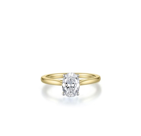 Gouden  damesring ovaal solitair met lab grown diamant VBLR011