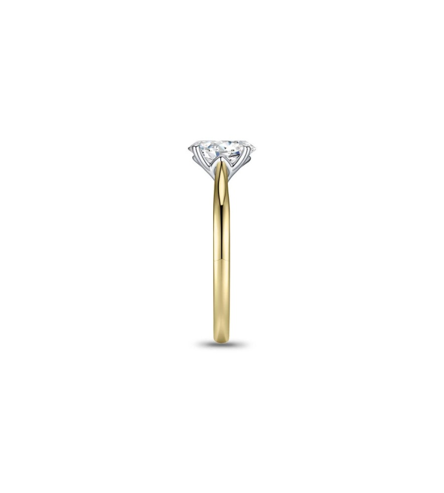 Gouden damesring ovaal solitair met lab grown diamant