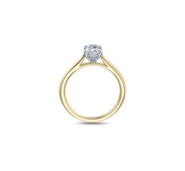 Gouden  damesring ovaal solitair met lab grown diamant VBLR011