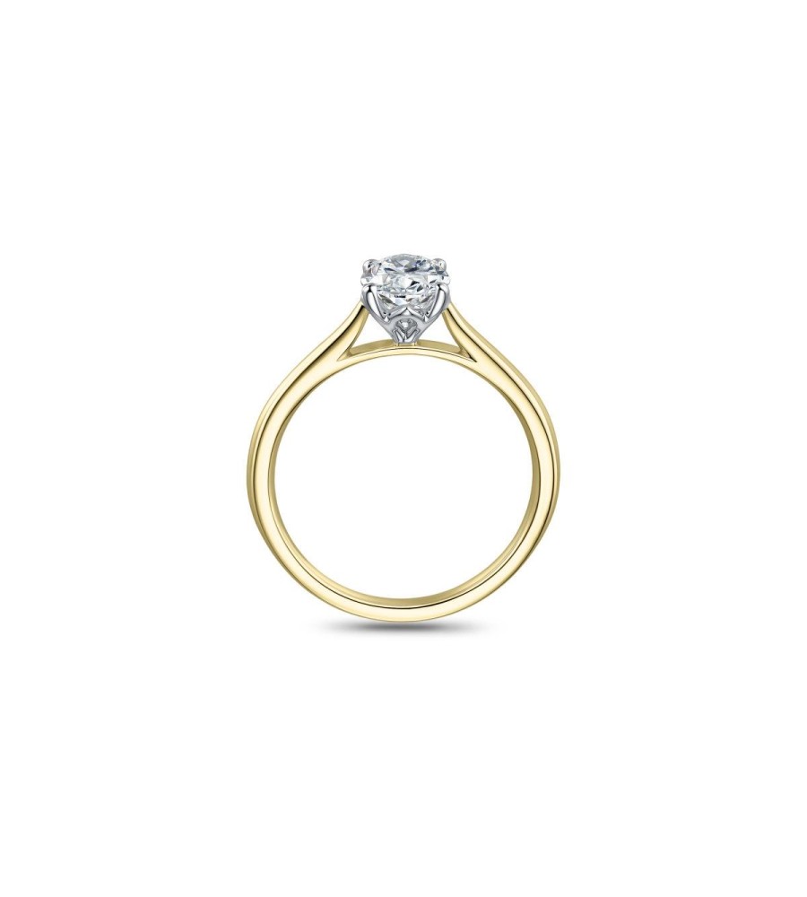 Gouden damesring ovaal solitair met lab grown diamant