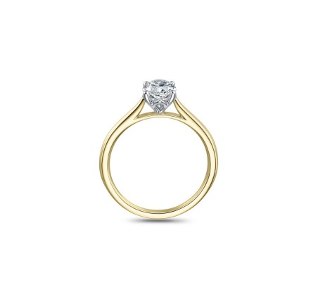 Gouden  damesring ovaal solitair met lab grown diamant VBLR011