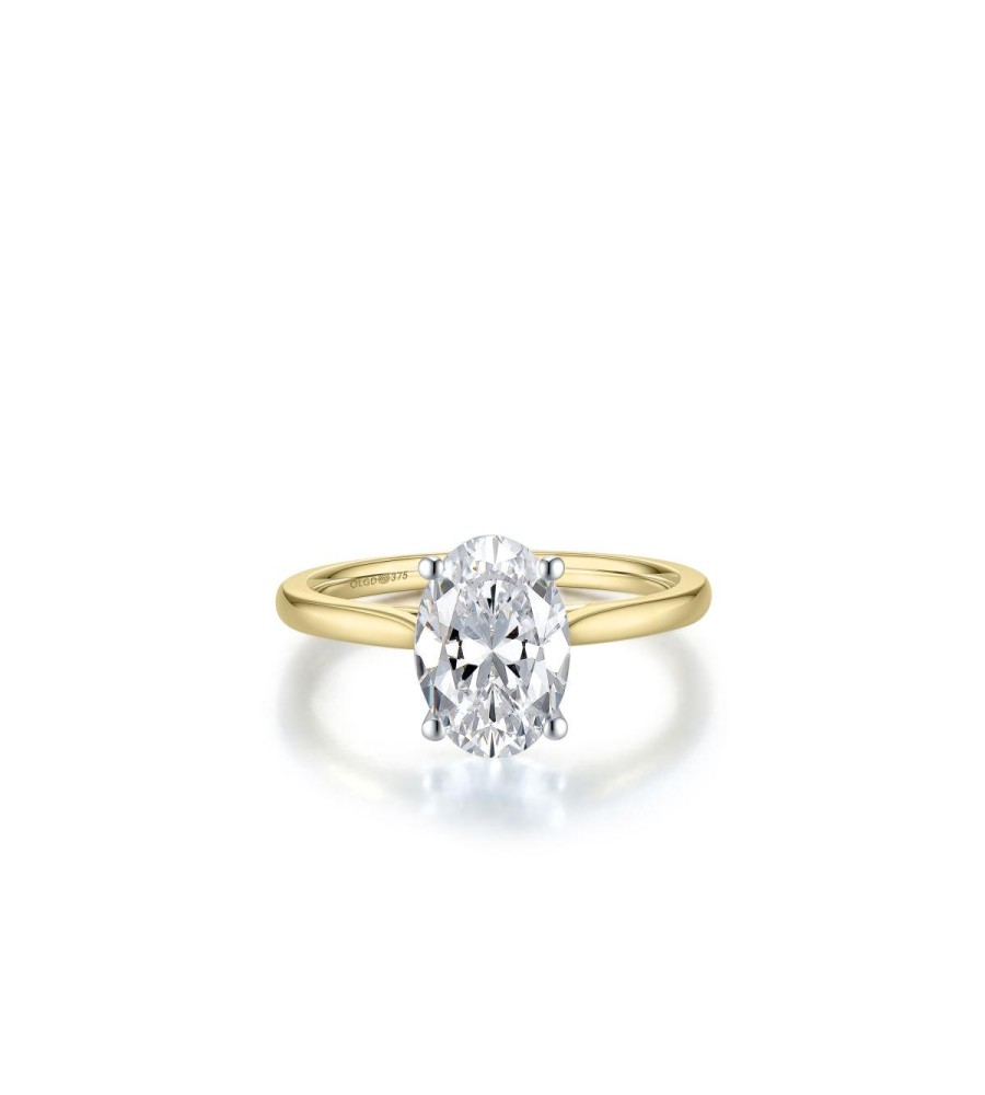 Gouden damesring ovaal solitair met lab grown diamant