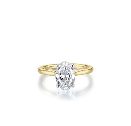 Gouden  damesring ovaal solitair met lab grown diamant VBLR011