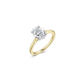 Gouden  damesring ovaal solitair met lab grown diamant VBLR011