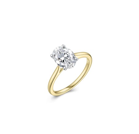 Gouden  damesring ovaal solitair met lab grown diamant VBLR011