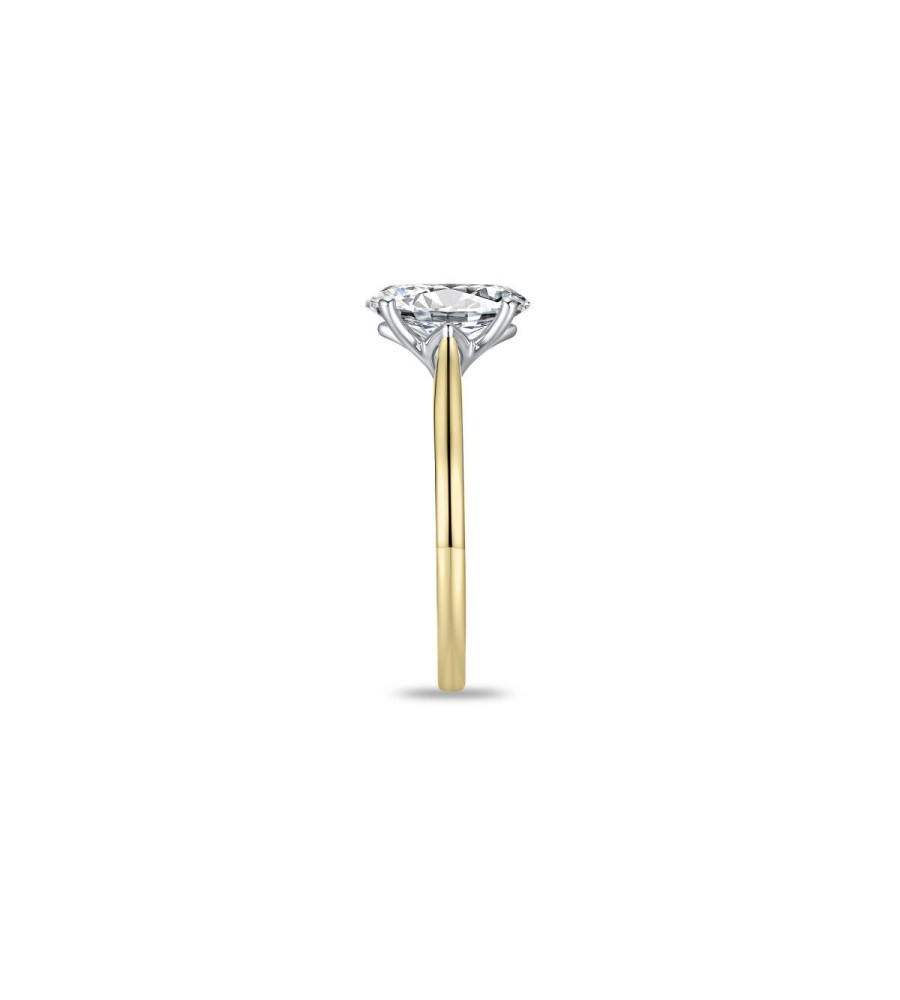 Gouden damesring ovaal solitair met lab grown diamant