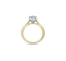 Gouden  damesring ovaal solitair met lab grown diamant VBLR011