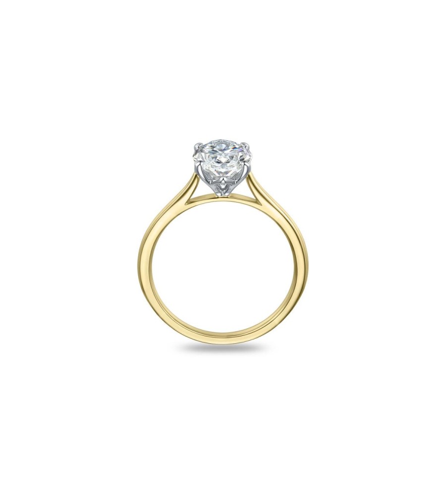 Gouden damesring ovaal solitair met lab grown diamant