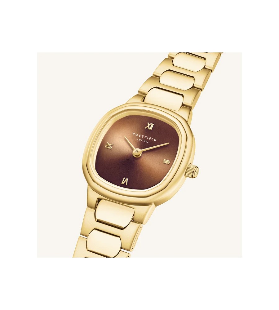 Rosefield dameshorloge Gaia XS Brown-Gold Sunray Gold
