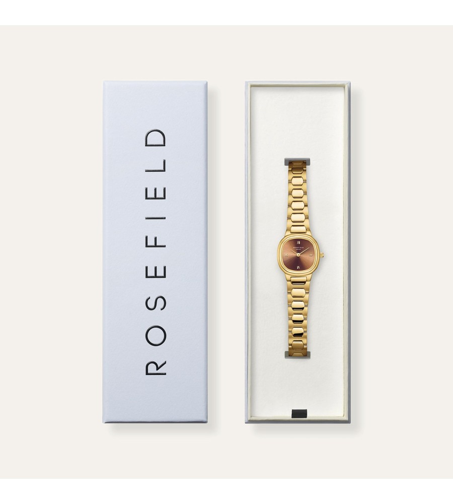 Rosefield dameshorloge Gaia XS Brown-Gold Sunray Gold