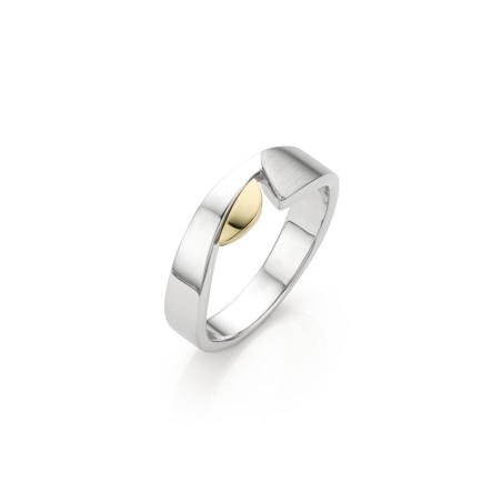 Zilveren ring  met goud
