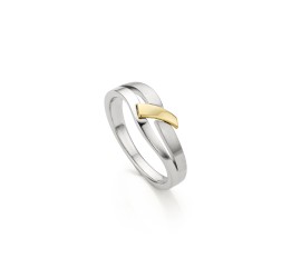 Zilveren ring  met goud