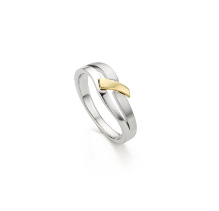 Zilveren ring  met goud